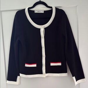 Zara Black and White Cardigan Sweater